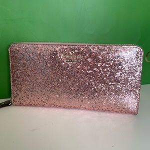 Kate Spade Glitter Lindsey Wallet Rose Gold